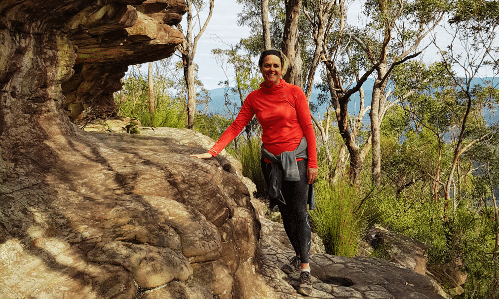 Tendup Founder and Director, Kat Barter hiking in the bush.